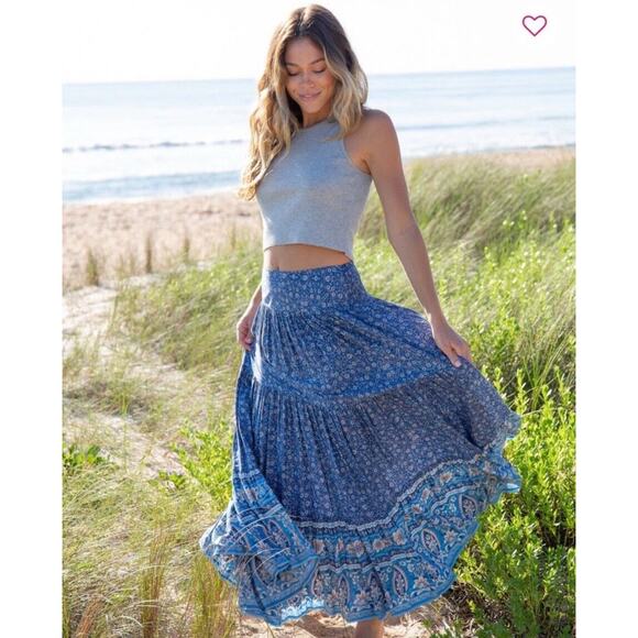 NATURAL LIFE Blue Floral Maxi Skirt - Picture 1 of 9